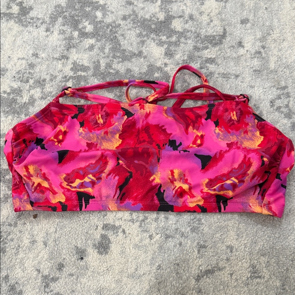 All in Motion Pink and Red Floral Bikini Top